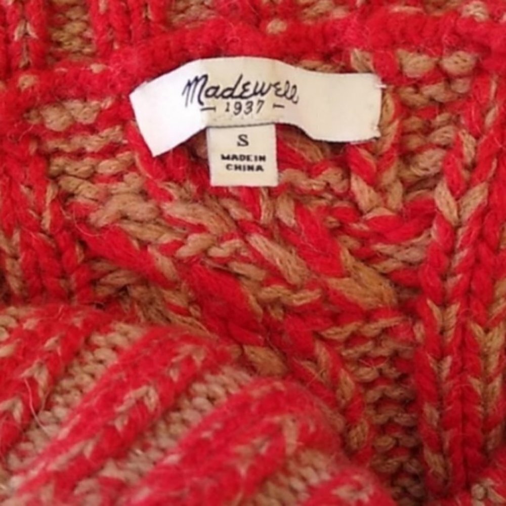 Madewell Chunky Cable Knit Wool Blend Sweater - Picture 6 of 11